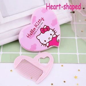 Hello Kitty Heart Shaped Mirror and Comb Combo